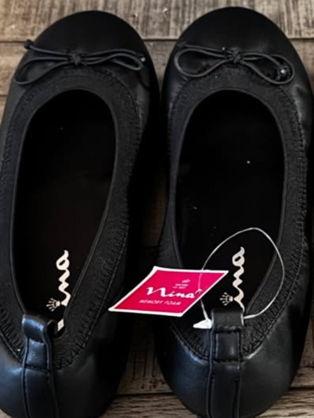 Nina Girls' Black Ballet Flats w/Bow, Size: Kids, Girls 3, New, NWT
